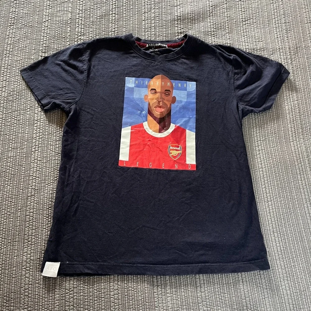 AFC Custom Thierry Henry Legend Arsenal Soccer T-Shirt Men's Medium Navy Blue